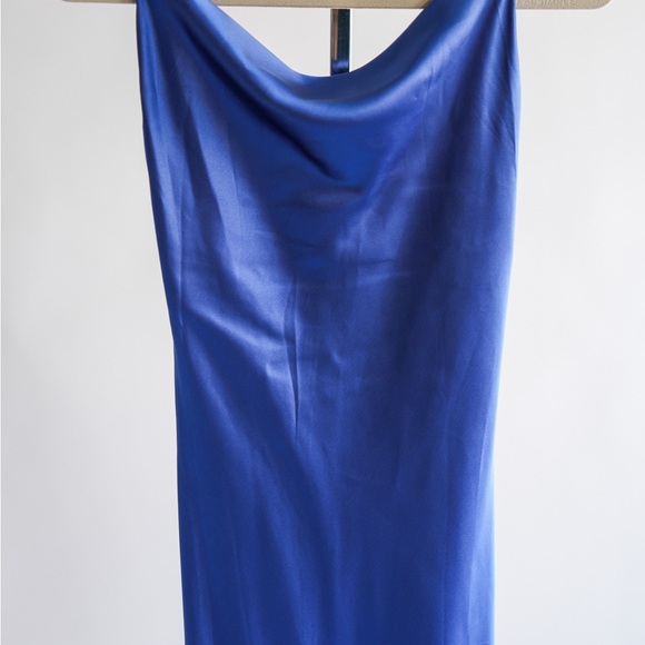 NWT WHYTE VALENTINE BLUE SATIN SLIP DRESS Size 8 - Picture 9 of 15